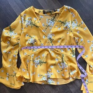 Code x Mode yellow gold floral blouse